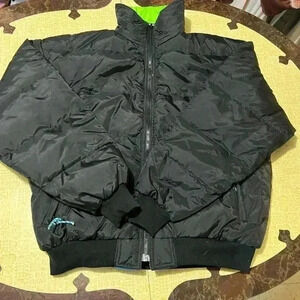 Vintage  Men’s Size L CB Sports Puffer Jacket Black/Neon Blue and Green